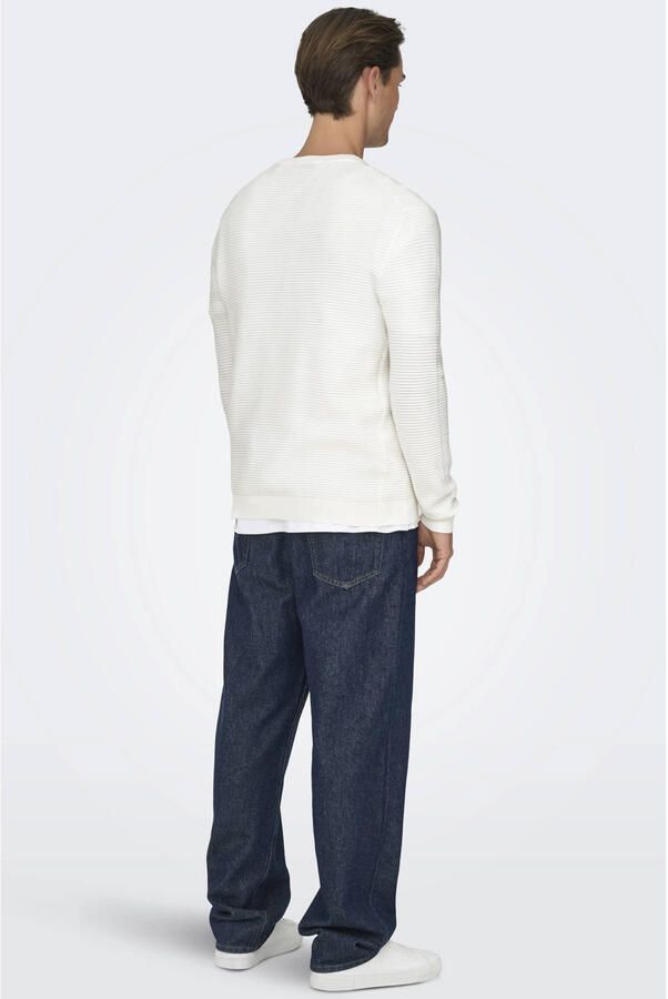 ONLY & SONS katoenen regular fit gebreide trui wit - Foto 3
