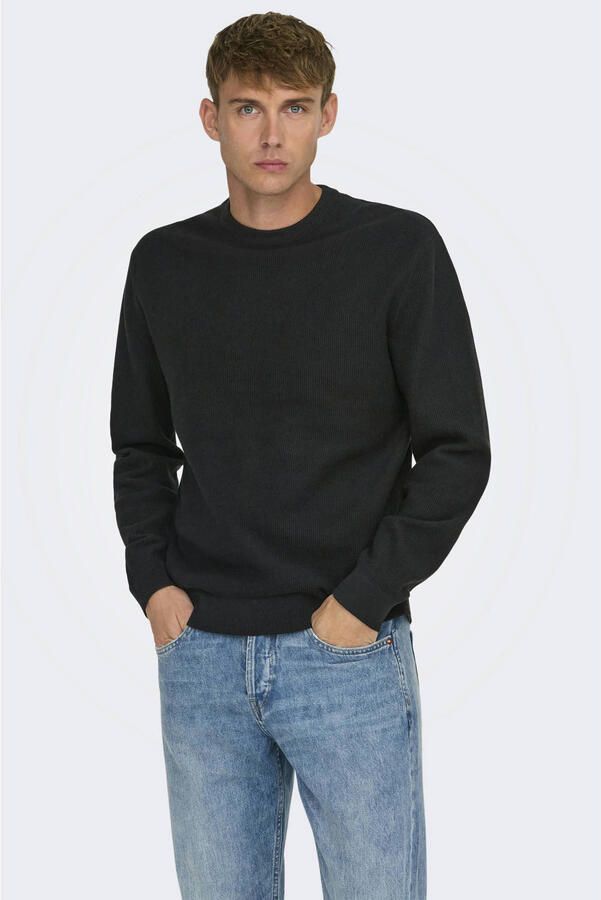 ONLY & SONS Trui met ronde hals ONSTONY DS 12 LS WAFFLE CREW KNIT