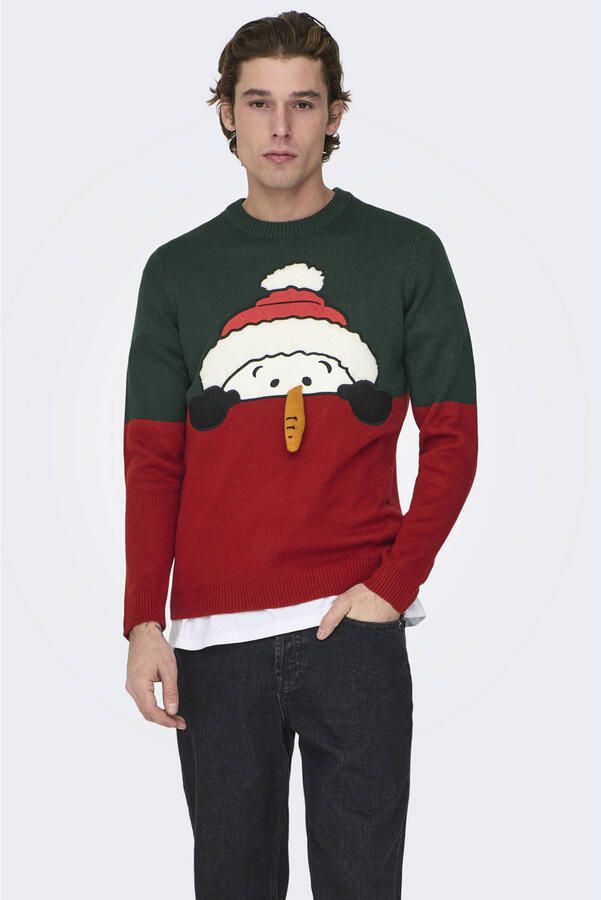Only & Sons Acryl Gebreide Trui Mannen Herfst Winter Collectie Green Heren - Foto 1