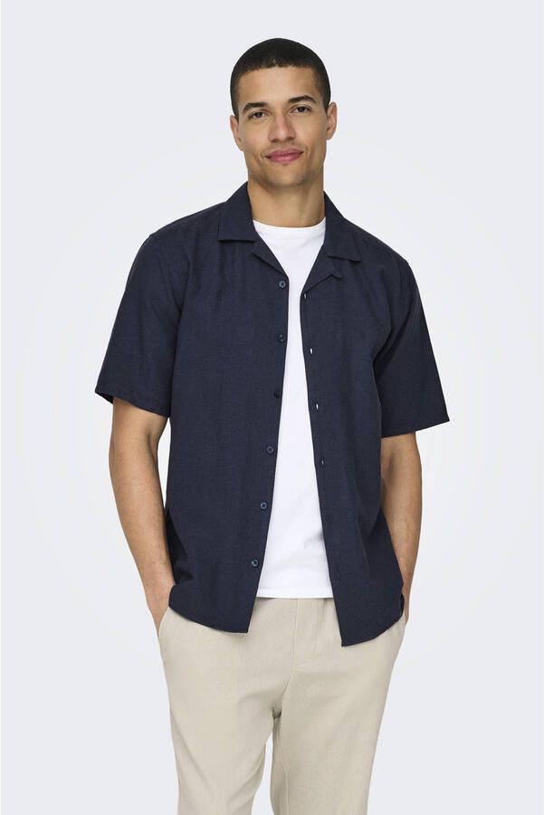 ONLY & SONS Overhemd met korte mouwen ONSCAIDEN SS SOLID RESORT LINEN NOOS