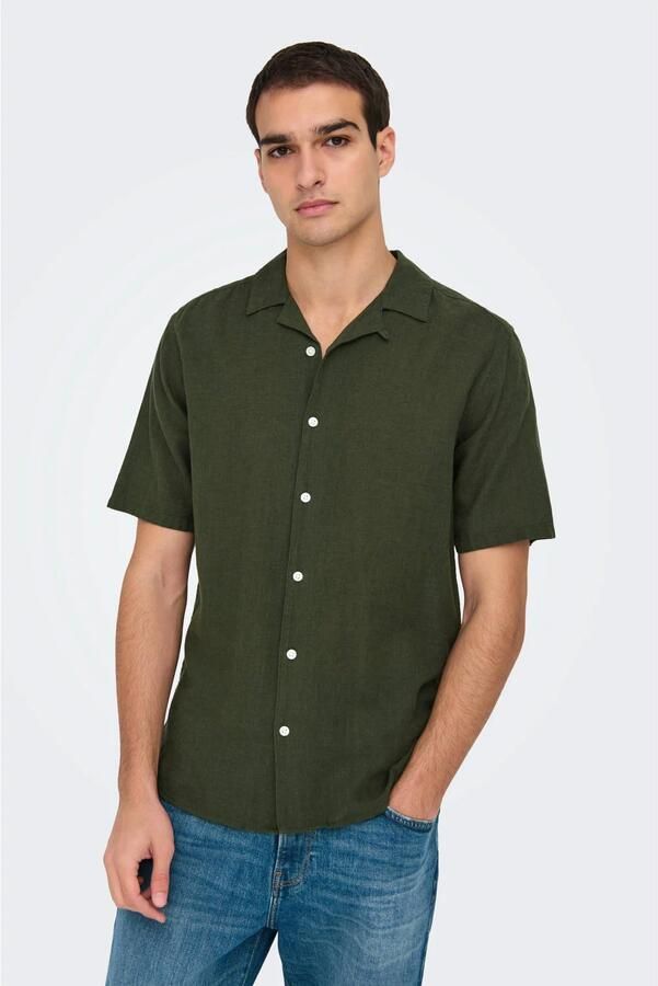 ONLY & SONS Overhemd met korte mouwen ONSCAIDEN SS SOLID RESORT LINEN NOOS - Foto 2