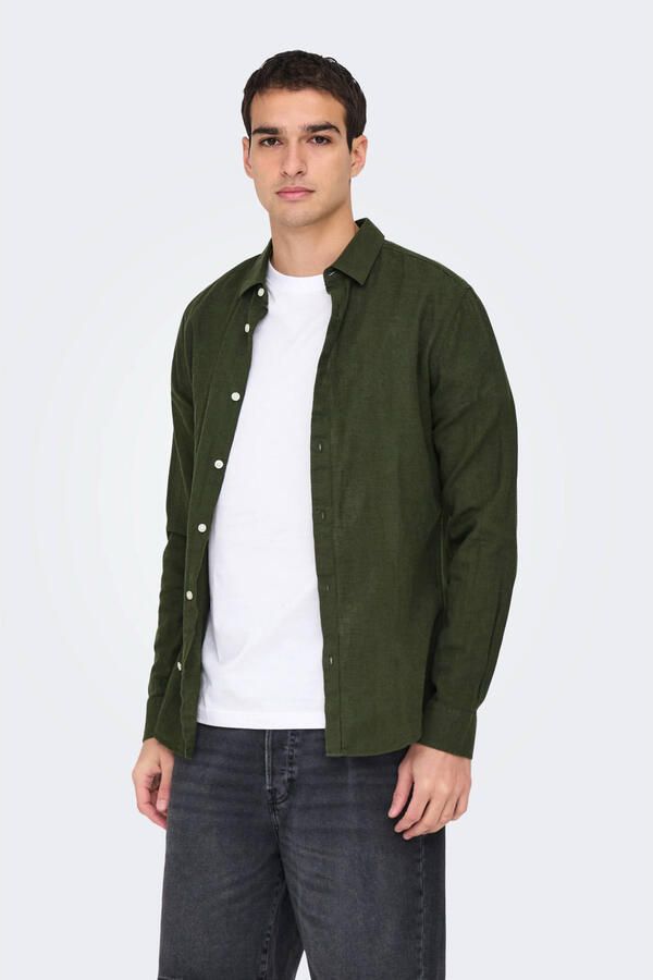 ONLY & SONS Overhemd met lange mouwen ONSCAIDEN LS SOLID LINEN SHIRT NOOS - Foto 2