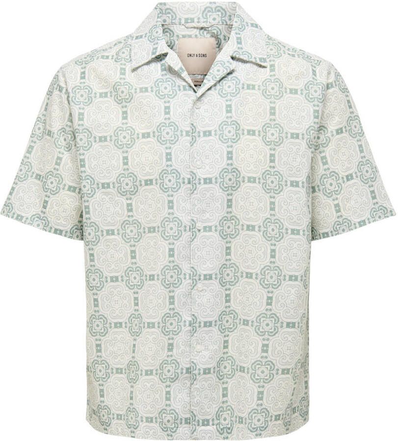 ONLY & SONS linnen casual overhemd grijsgroen