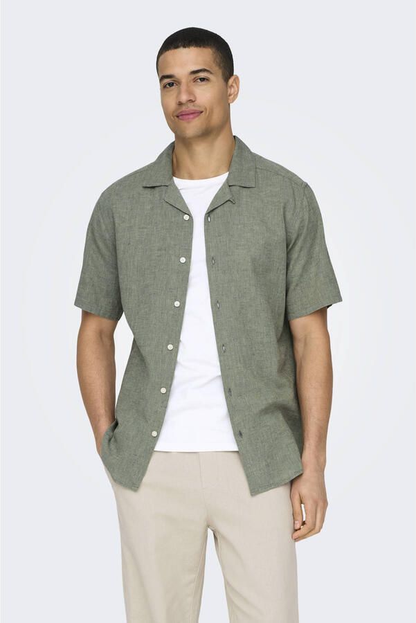 ONLY & SONS Overhemd met korte mouwen ONSCAIDEN SS SOLID RESORT LINEN NOOS