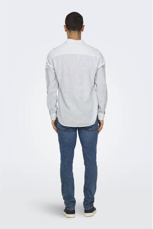 ONLY & SONS Overhemd met korte mouwen ONSCAIDEN LS STRIPE LINEN SHIRT 660 NOOS