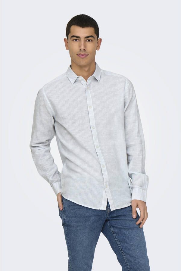 ONLY & SONS Overhemd met korte mouwen ONSCAIDEN LS STRIPE LINEN SHIRT 660 NOOS - Foto 2