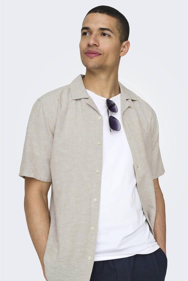ONLY & SONS Overhemd met korte mouwen ONSCAIDEN SS SOLID RESORT LINEN NOOS
