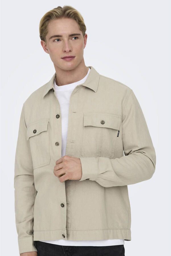 ONLY & SONS linnen relaxed overshirt beige
