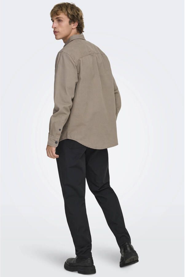ONLY & SONS loose casual overhemd taupe - Foto 3