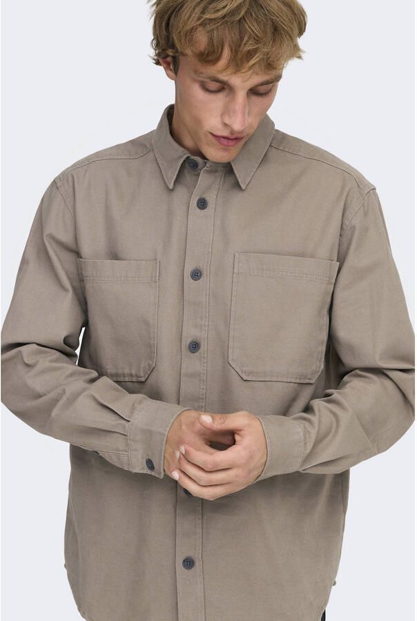 ONLY & SONS loose casual overhemd taupe - Foto 2