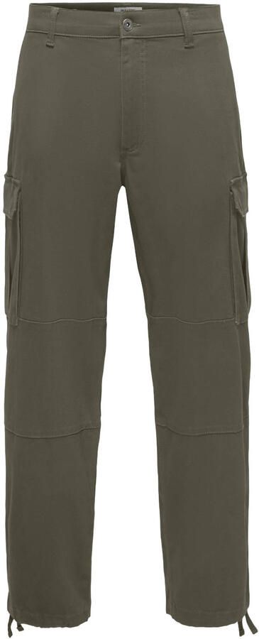 ONLY & SONS loose fit cargobroek olijfgroen