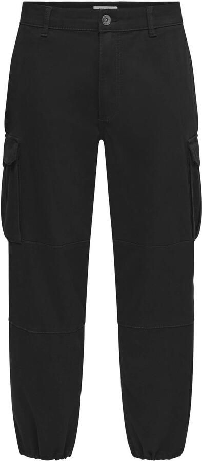 ONLY & SONS loose fit cargobroek zwart