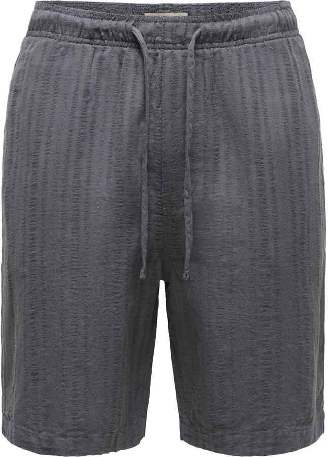 ONLY & SONS loose fit casual short met linnen grijs