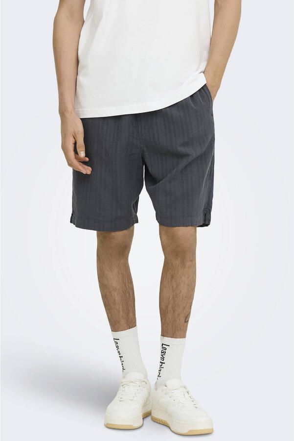 ONLY & SONS loose fit casual short met linnen grijs