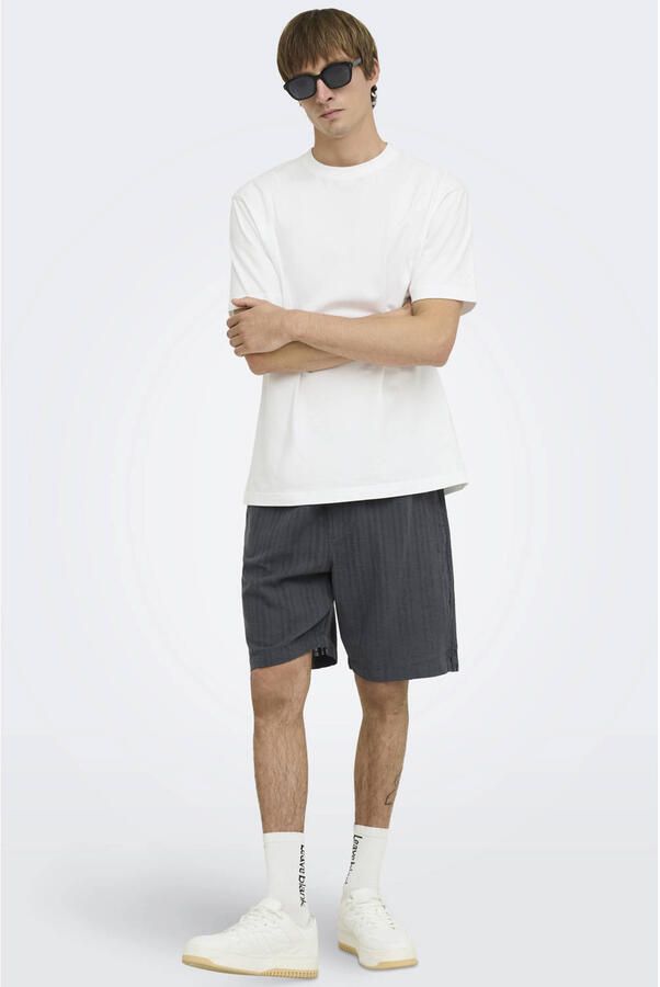 ONLY & SONS loose fit casual short met linnen grijs - Foto 2