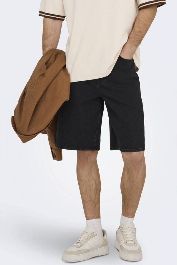 ONLY & SONS loose fit denim short gewassen zwart