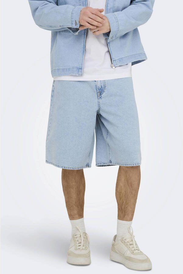 ONLY & SONS loose fit denim short lichtblauw