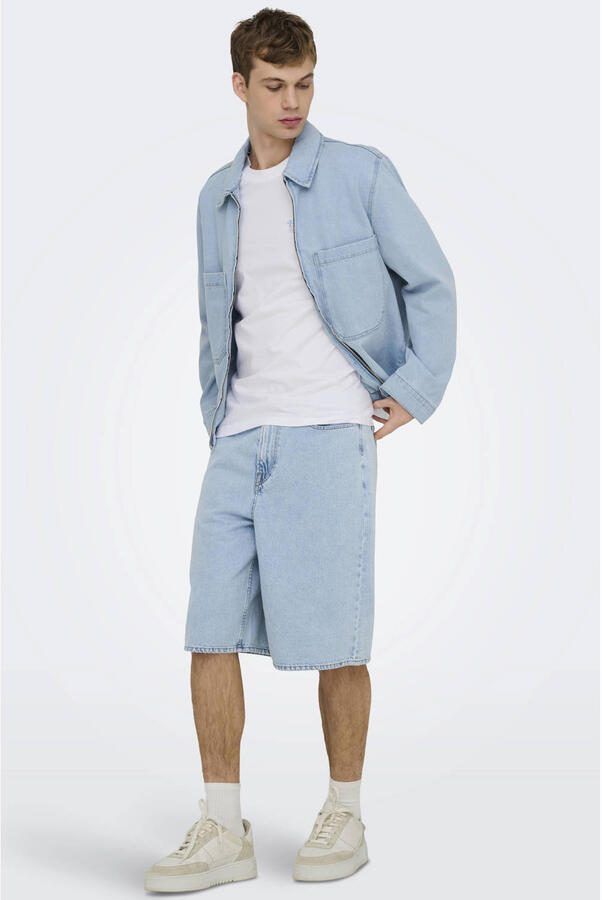 ONLY & SONS loose fit denim short lichtblauw - Foto 3