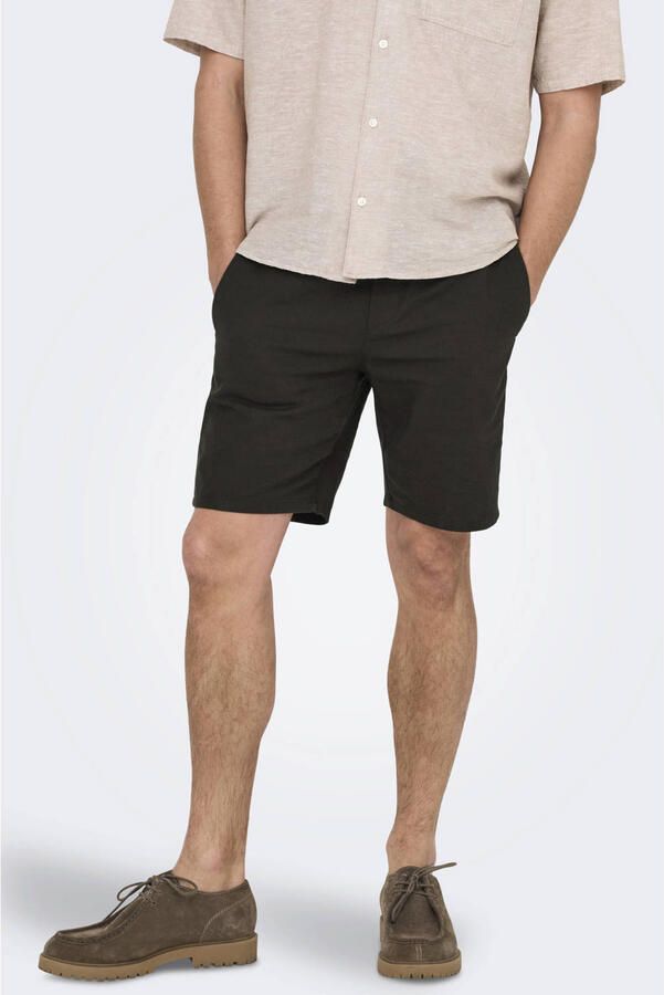 Only & Sons regular fit bermuda van mix van katoen en linnen model 'LINUS'