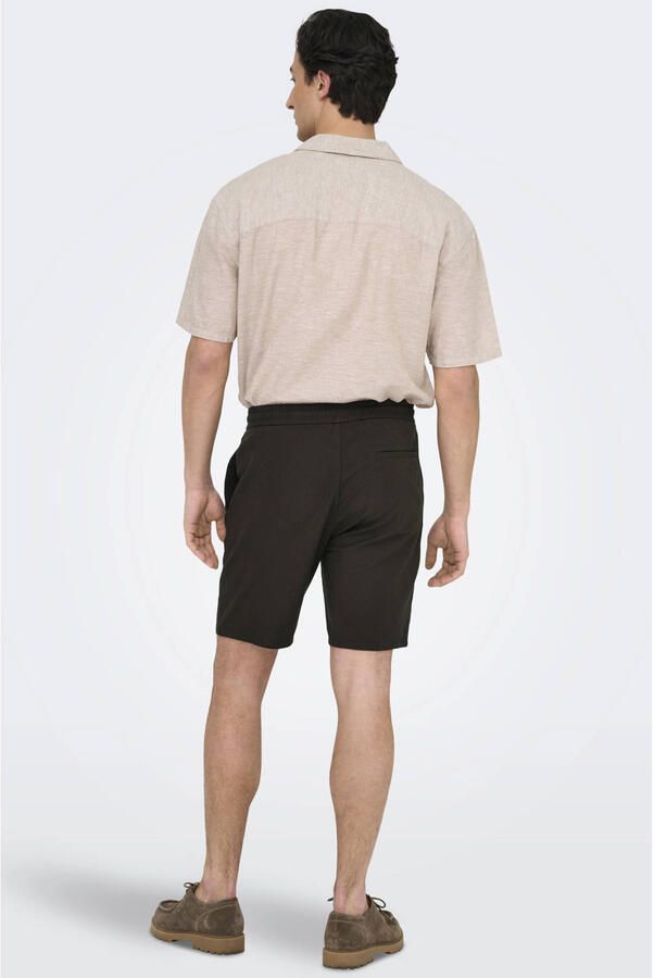 Only & Sons regular fit bermuda van mix van katoen en linnen model 'LINUS' - Foto 3
