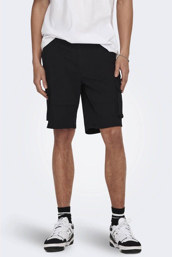 Only & Sons Regular fit korte cargobroek met riemlussen model 'CAM'
