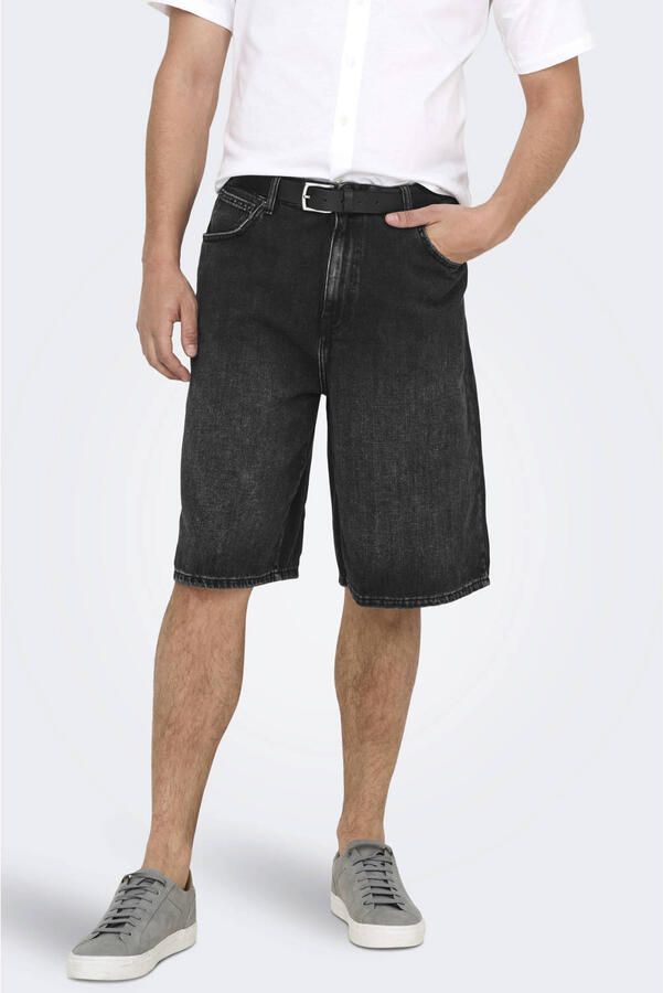 ONLY & SONS ONSCARL denim baggy short black denim