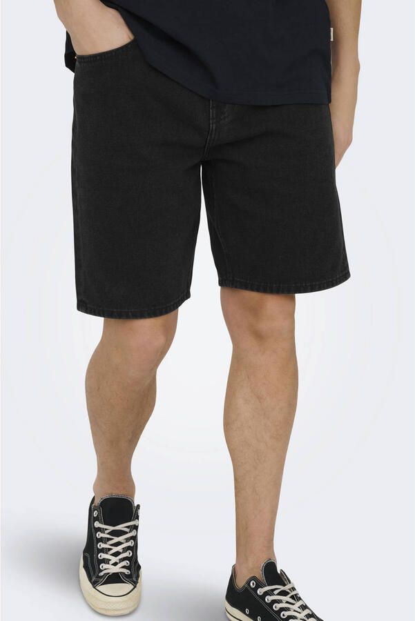 ONLY & SONS ONSEDGE denim straight casual short zwart