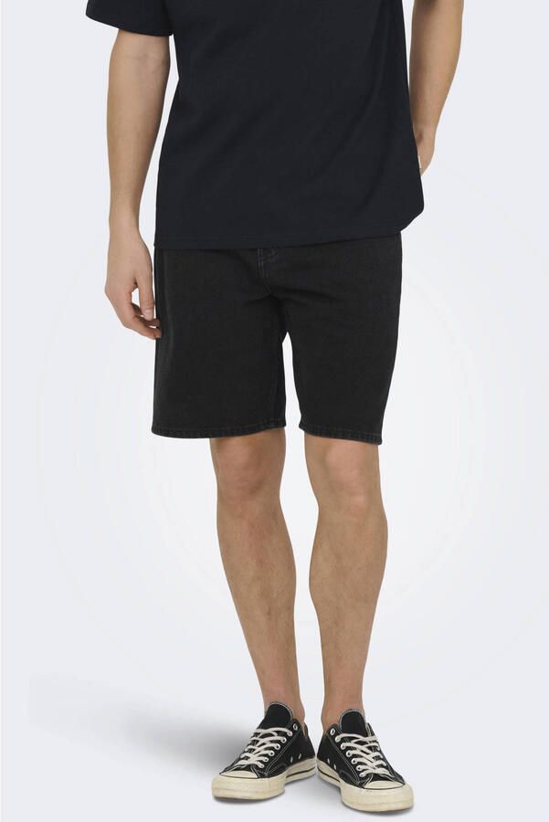 ONLY & SONS ONSEDGE denim straight casual short zwart - Foto 3