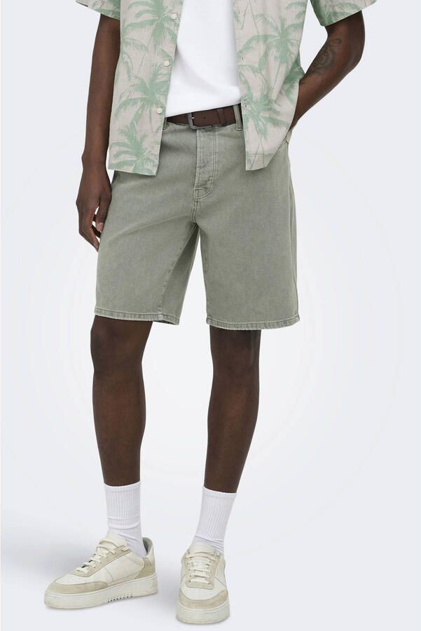 ONLY & SONS Onsedge Green 7979 Tai Dnm Shorts Noos denim straight regular waist short groen