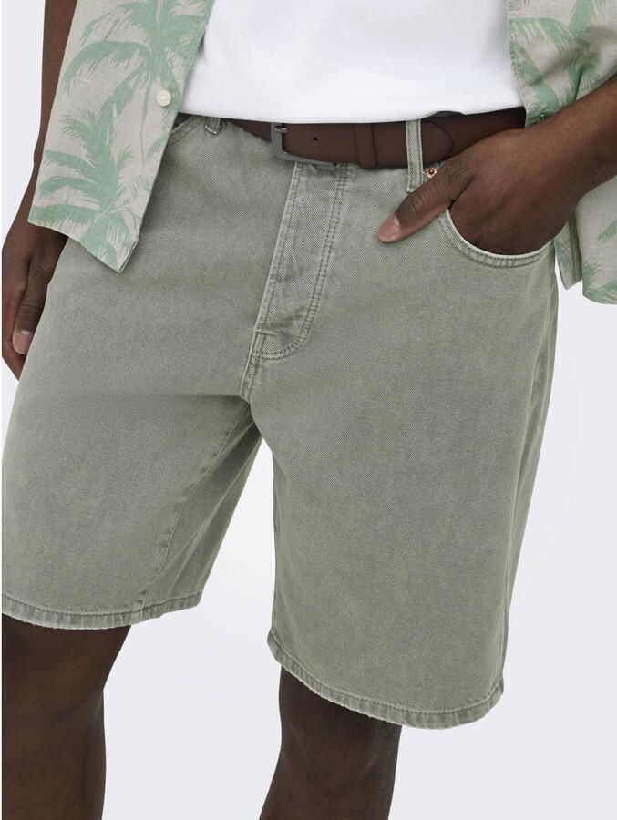 ONLY & SONS Onsedge Green 7979 Tai Dnm Shorts Noos denim straight regular waist short groen - Foto 2