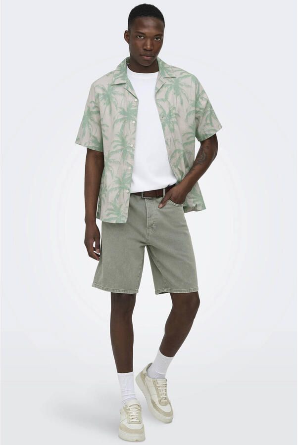 ONLY & SONS Onsedge Green 7979 Tai Dnm Shorts Noos denim straight regular waist short groen - Foto 3