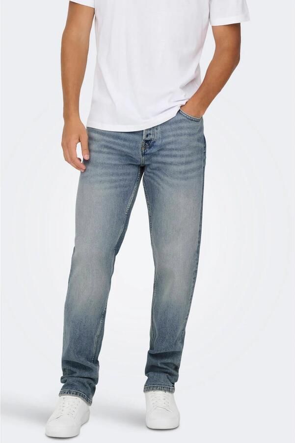 Only & Sons Straight fit jeans van katoenmix model 'EDGE PERFORMACE'