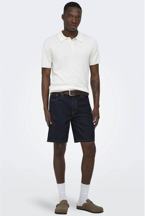 ONLY & SONS ONSEDGE straight regular waist short dark blue denim - Foto 3