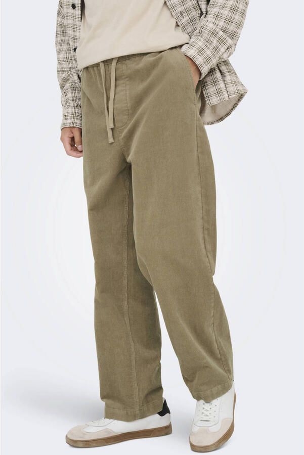 Only & Sons Loose fit corduroy broek van katoenmix model 'FADE' - Foto 2