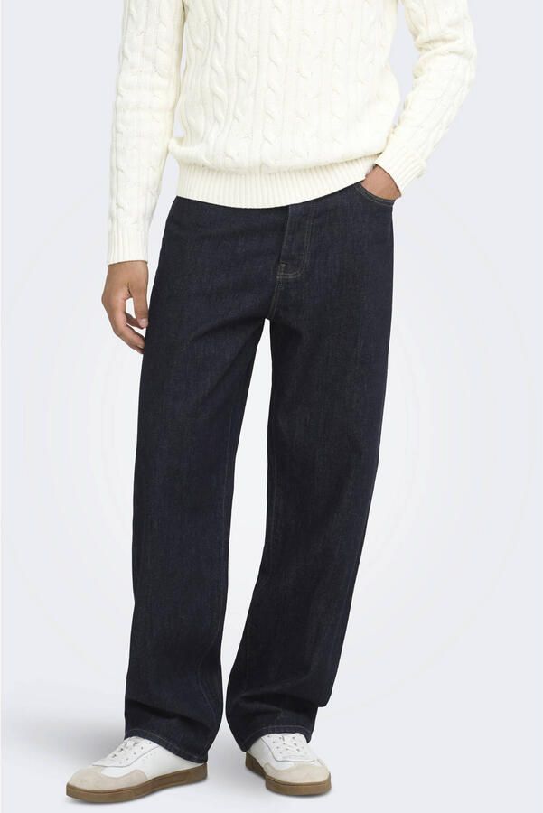 ONLY & SONS ONSFADE loose fit jeans donkerblauw