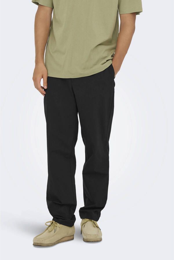 ONLY & SONS ONSFLEX tapered casual broek zwart