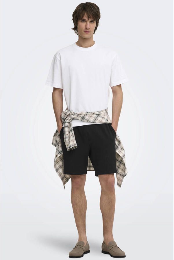 Only & Sons Loose fit sweatshorts van mix van biologisch katoen model 'KIAN' - Foto 3