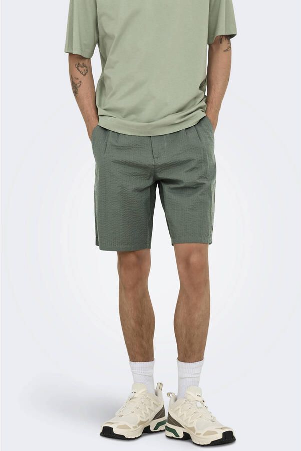 Only & Sons Regular fit korte broek met structuurmotief model 'LEO LIFE' - Foto 3
