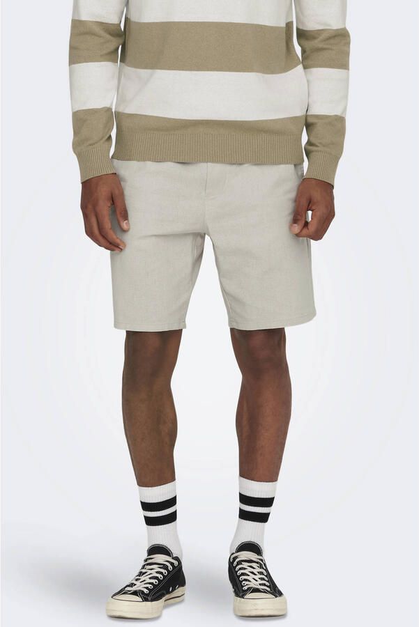 Only & Sons regular fit short van mix van katoen en linnen model 'LINUS'
