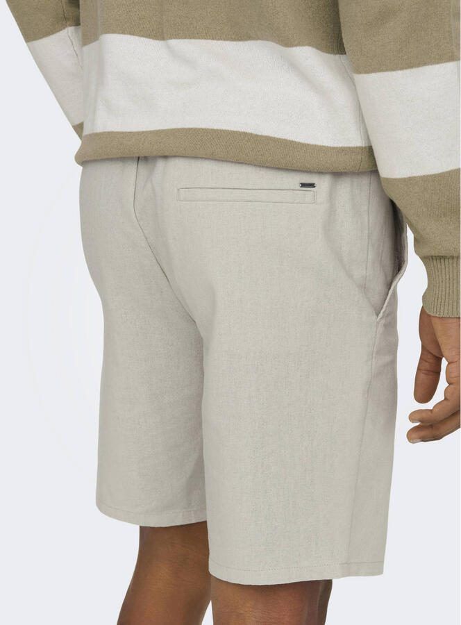 Only & Sons regular fit short van mix van katoen en linnen model 'LINUS' - Foto 3