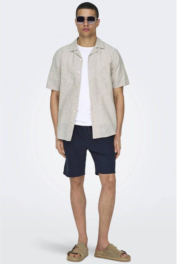 Only & Sons regular fit bermuda van mix van katoen en linnen model 'LINUS' - Foto 2