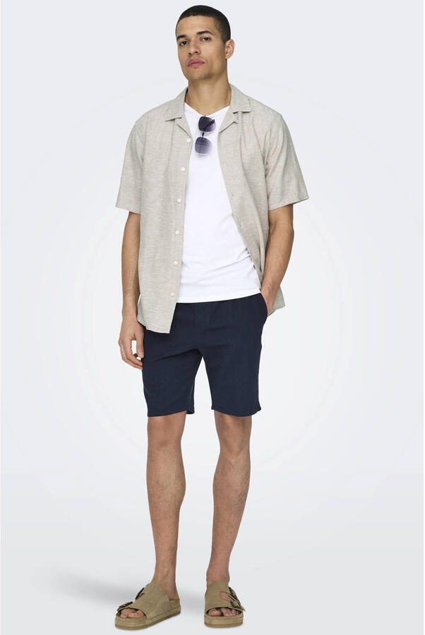 Only & Sons regular fit bermuda van mix van katoen en linnen model 'LINUS' - Foto 3