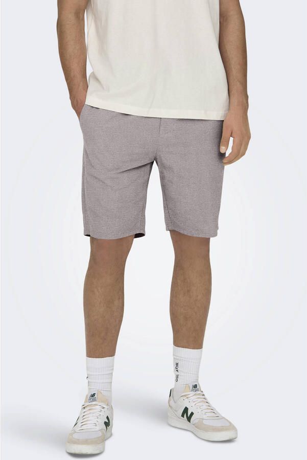 Only & Sons regular fit bermuda van mix van katoen en linnen model 'LINUS'