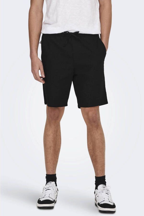 Only & Sons regular fit bermuda van mix van katoen en linnen model 'LINUS'