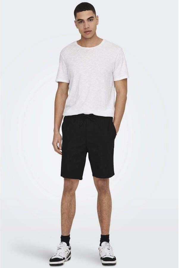 Only & Sons regular fit bermuda van mix van katoen en linnen model 'LINUS' - Foto 3