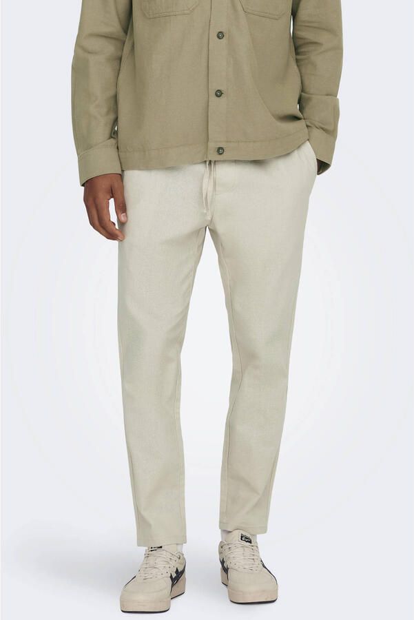 Only & Sons tapered linnenbroek van mix van katoen en linnen model 'LINUS'