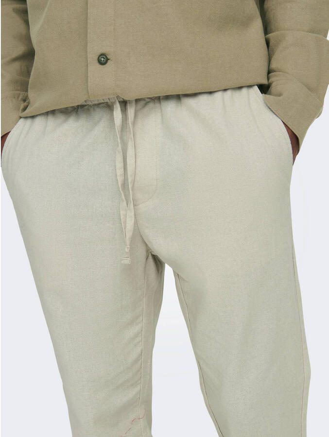 Only & Sons tapered linnenbroek van mix van katoen en linnen model 'LINUS' - Foto 3