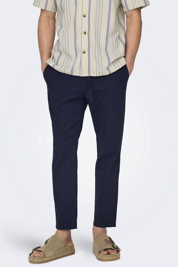 Only & Sons tapered linnenbroek van mix van katoen en linnen model 'LINUS' - Foto 5
