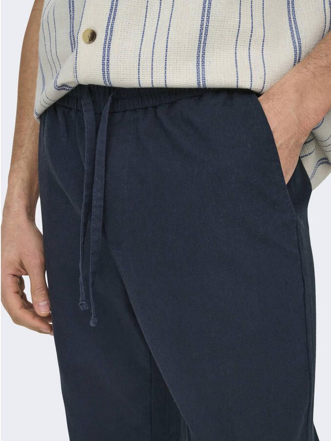 Only & Sons tapered linnenbroek van mix van katoen en linnen model 'LINUS' - Foto 3