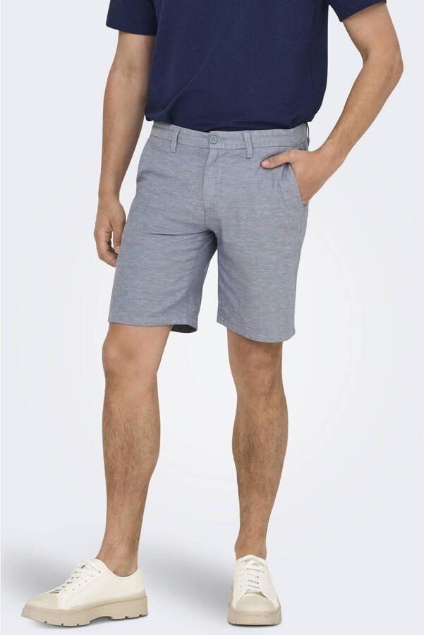 ONLY & SONS ONSMARK regular chino short met linnen grijsblauw